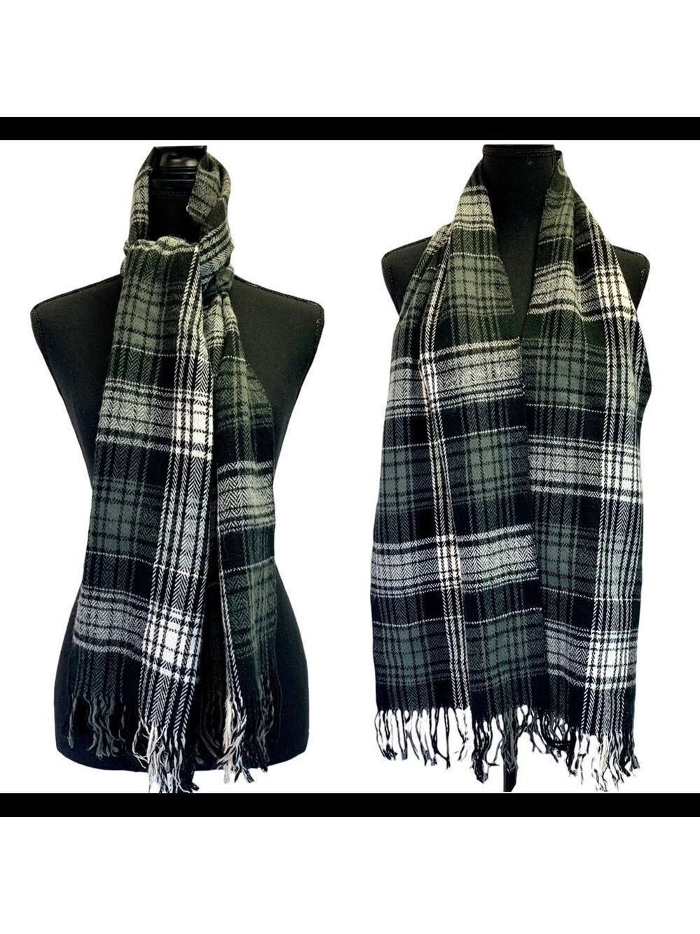 Impress gray black plaid check Scarf 💥